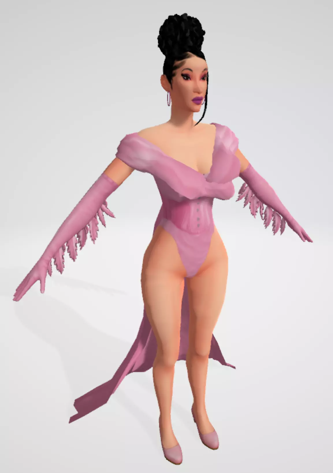 Cardi B model woman in dress 3D model
