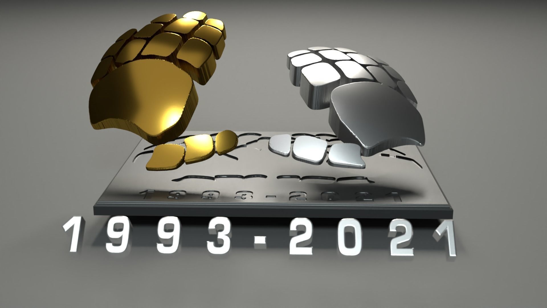 1993-2021 Daft Punk Epilogue RIP hands wall plate 3D print model_7