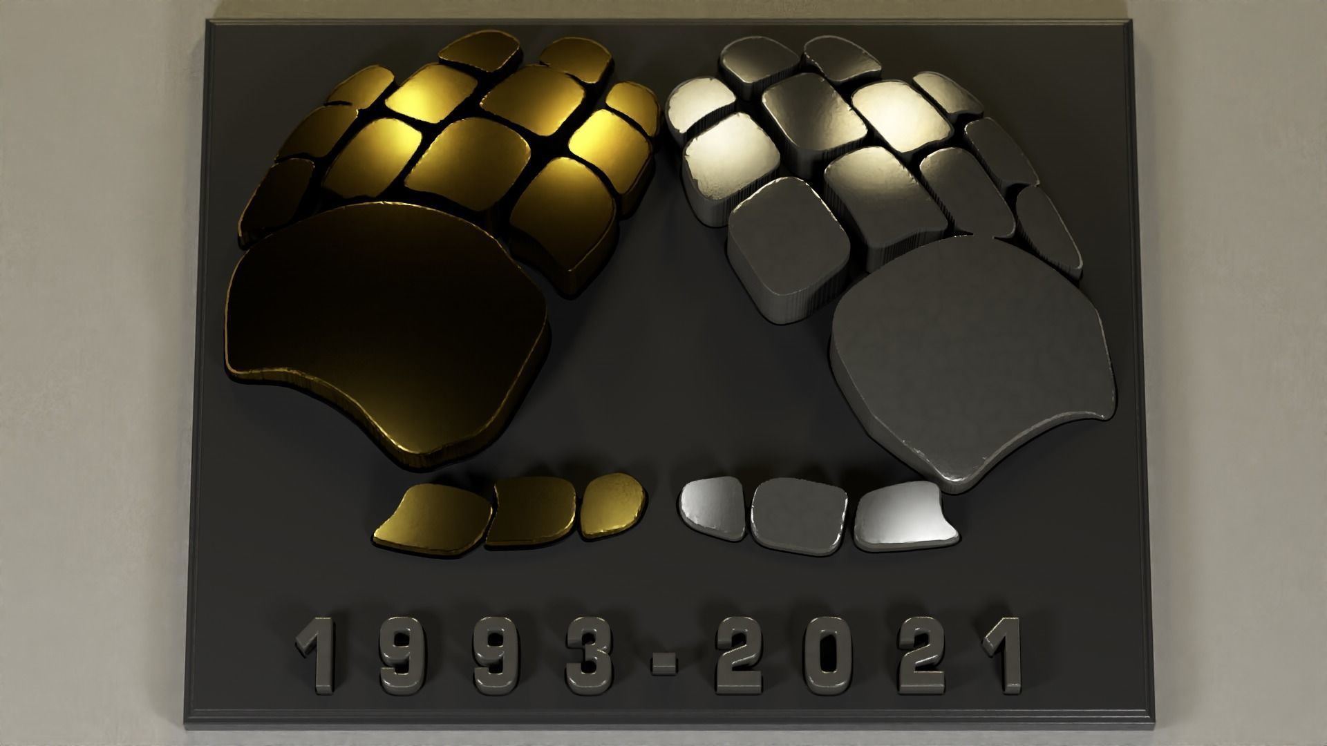 1993-2021 Daft Punk Epilogue RIP hands wall plate 3D print model_1