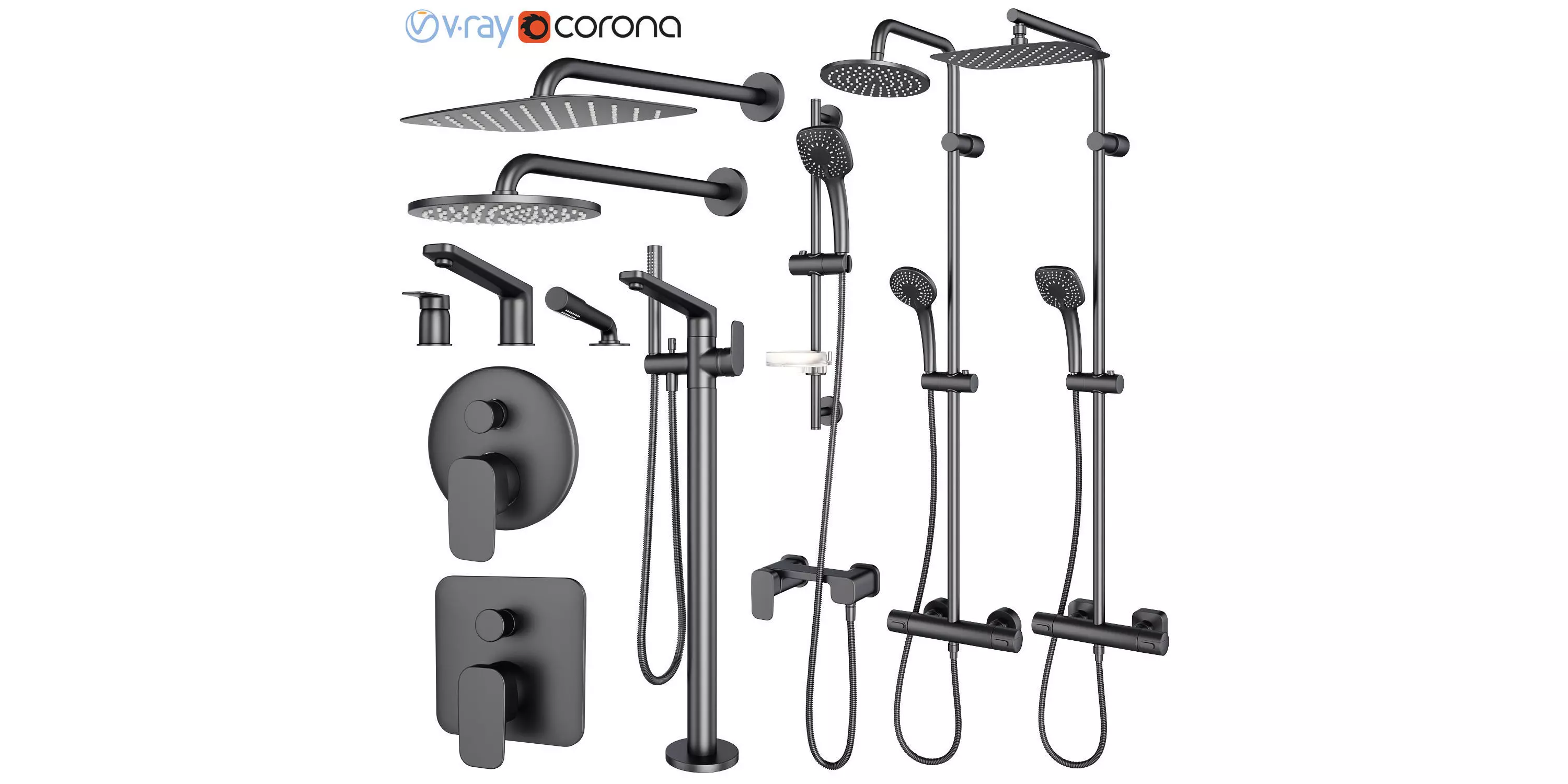 Mixers IDEAL standard set 128 3D model_0