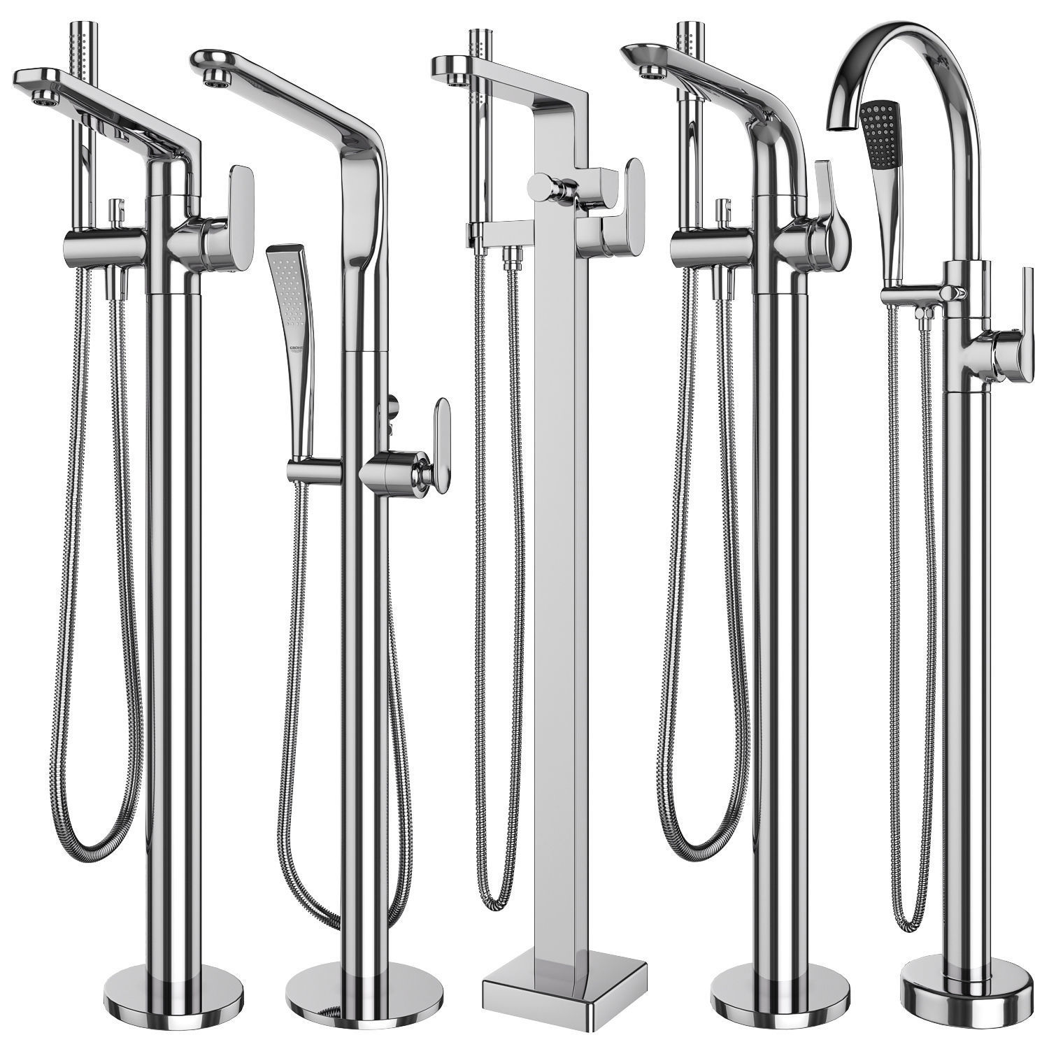 Free standing bath mixers Grohe and Ideal standard set 131 3D model_1