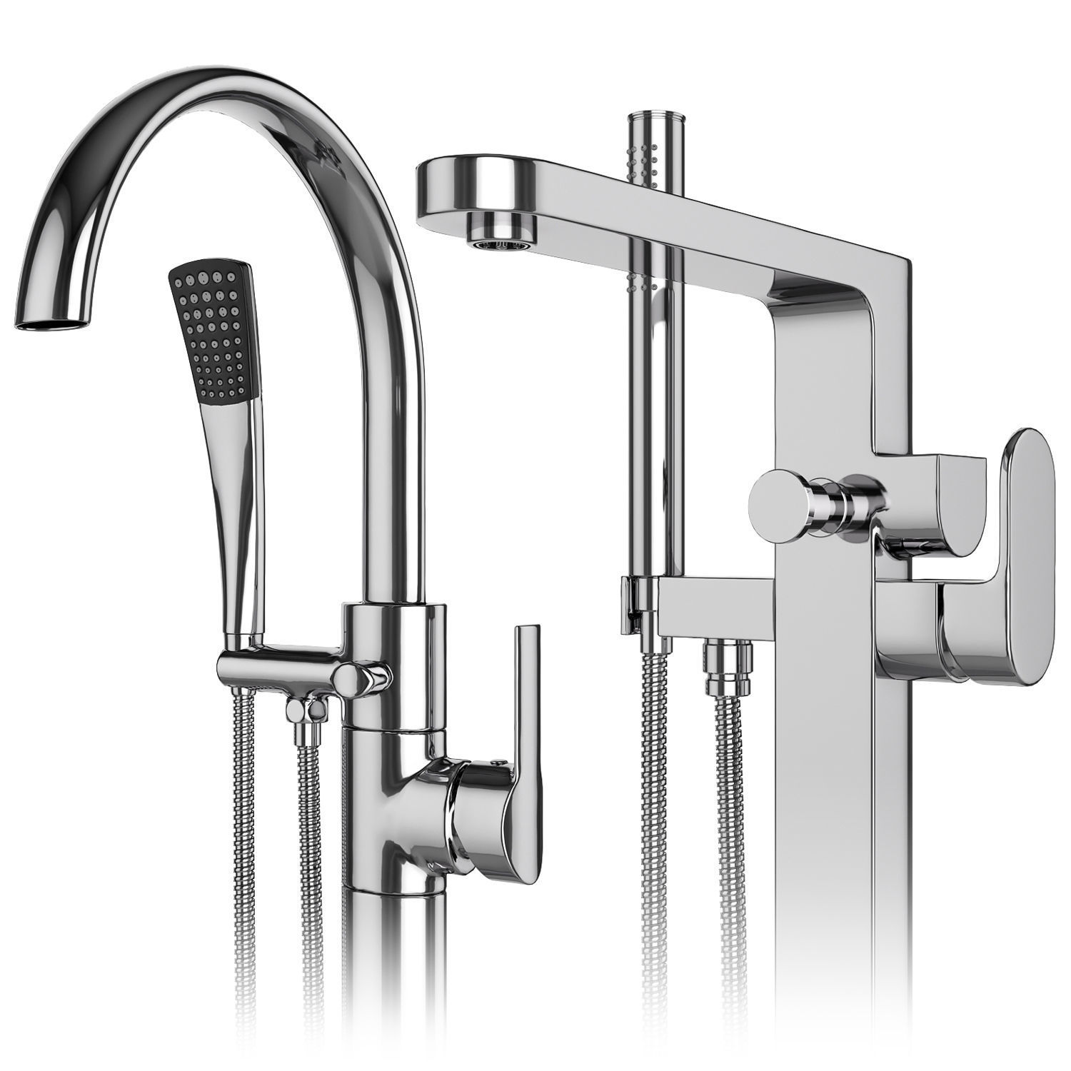 Free standing bath mixers Grohe and Ideal standard set 131 3D model_2