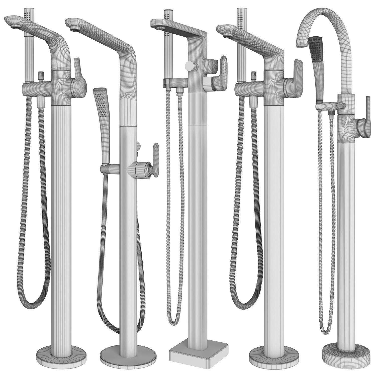 Free standing bath mixers Grohe and Ideal standard set 131 3D model_15