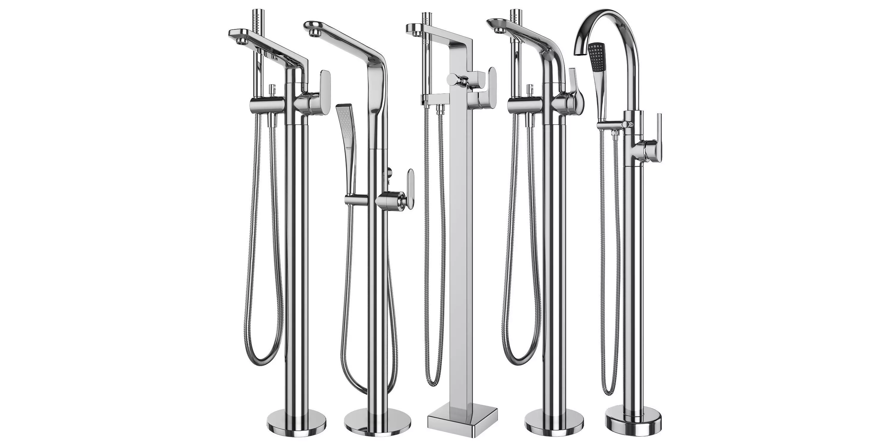 Free standing bath mixers Grohe and Ideal standard set 131 3D model_0