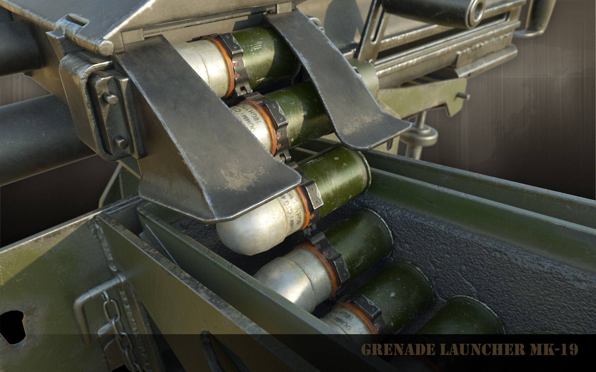 Grenade Launcher MK-19 Low-poly 3D model_4