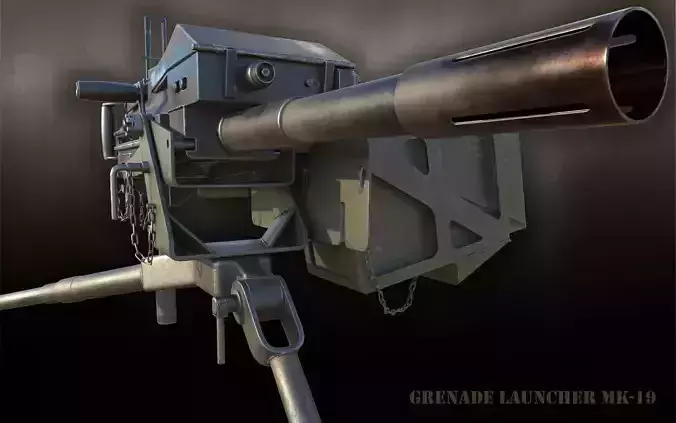 Grenade Launcher MK-19 Low-poly 3D model