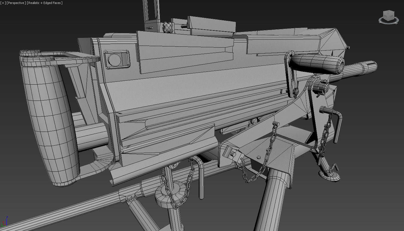 Grenade Launcher MK-19 Low-poly 3D model_9