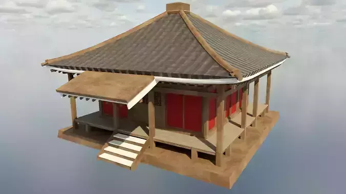 Asian Dojo Low-poly 3D model