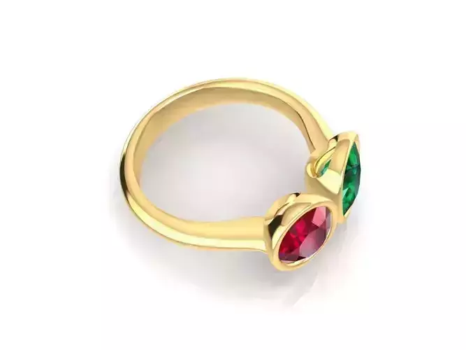Elegant Toi Et Moi Emerald Ruby Diamond Ring for Women  2325