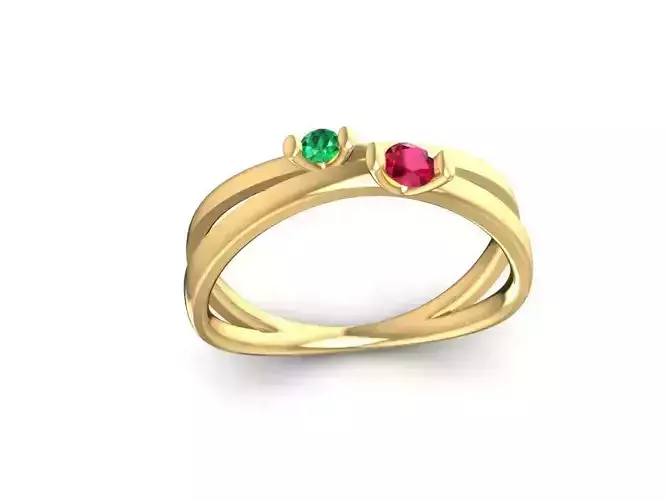 Triple Stone Color Band Women Ring Jewelry 2329
