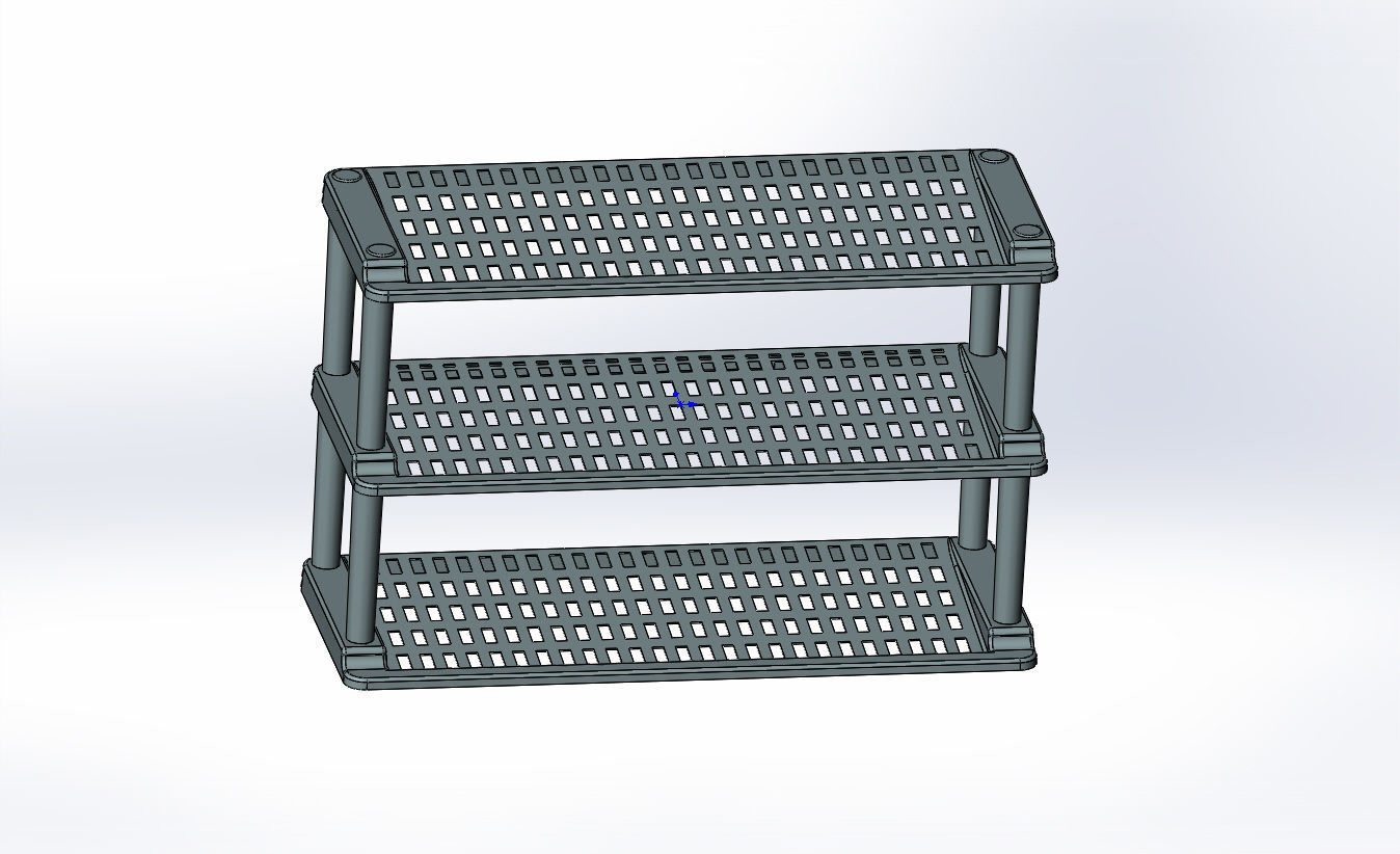 shoes three tier shelf 3D model_2