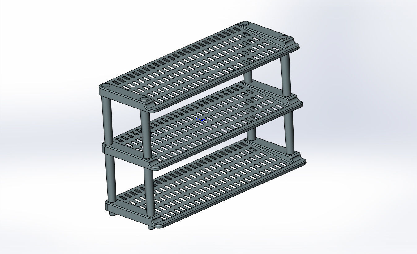 shoes three tier shelf 3D model_1