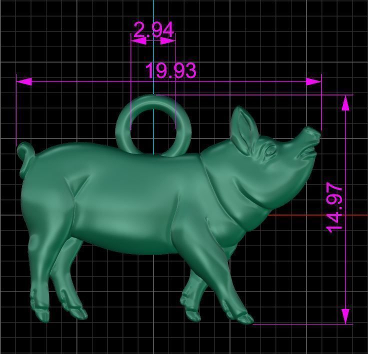 Pig pendant 3D print model_6