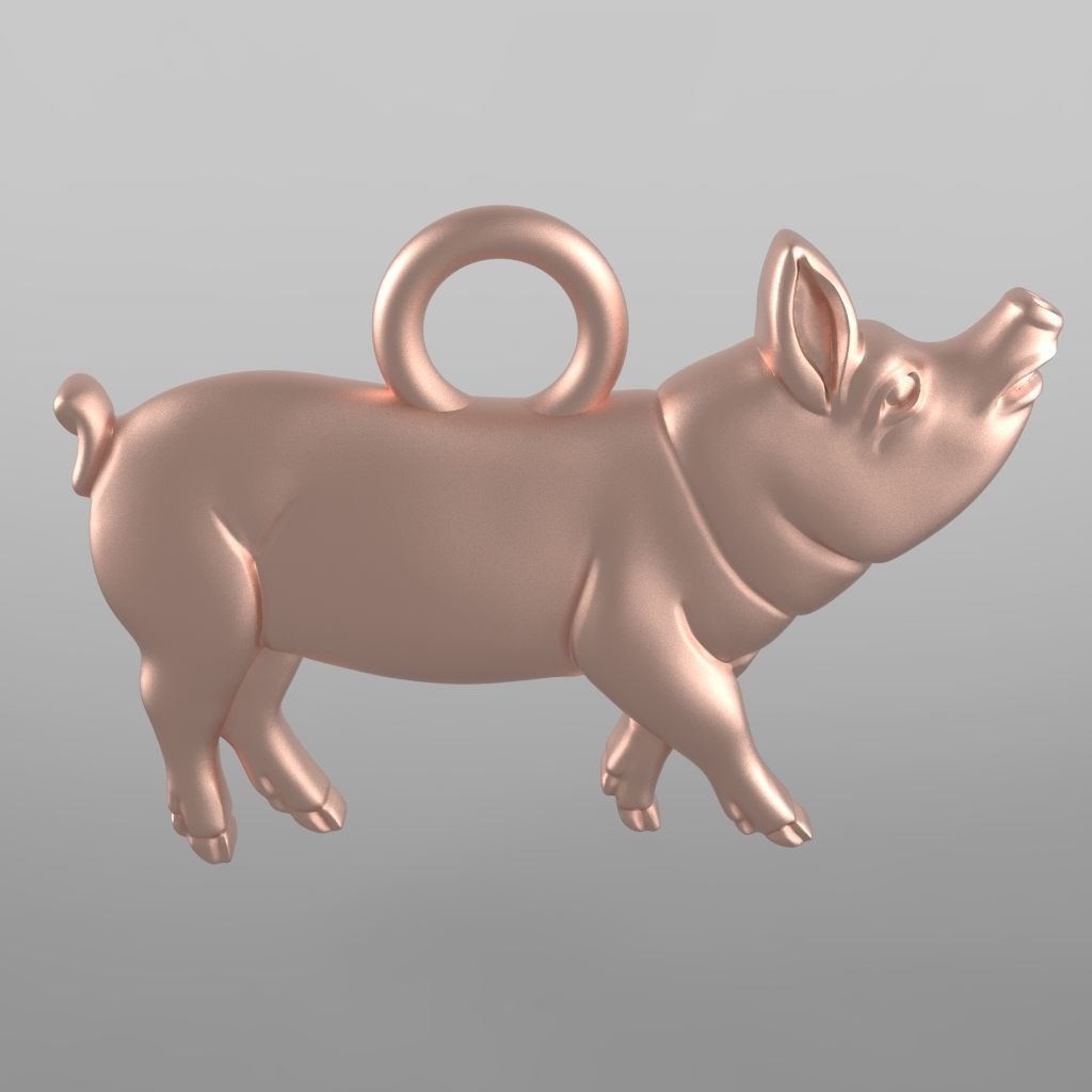 Pig pendant 3D print model_1