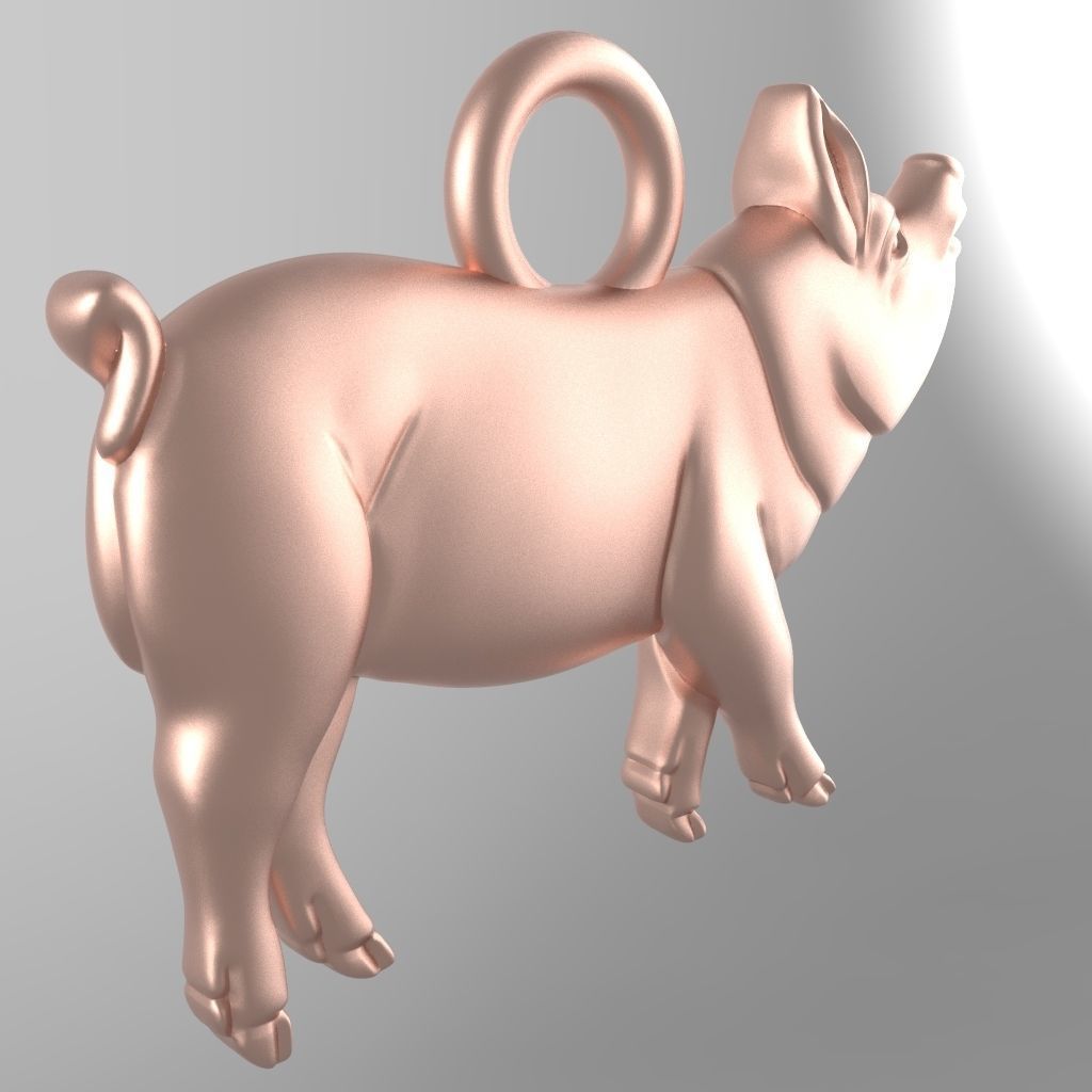 Pig pendant 3D print model_3