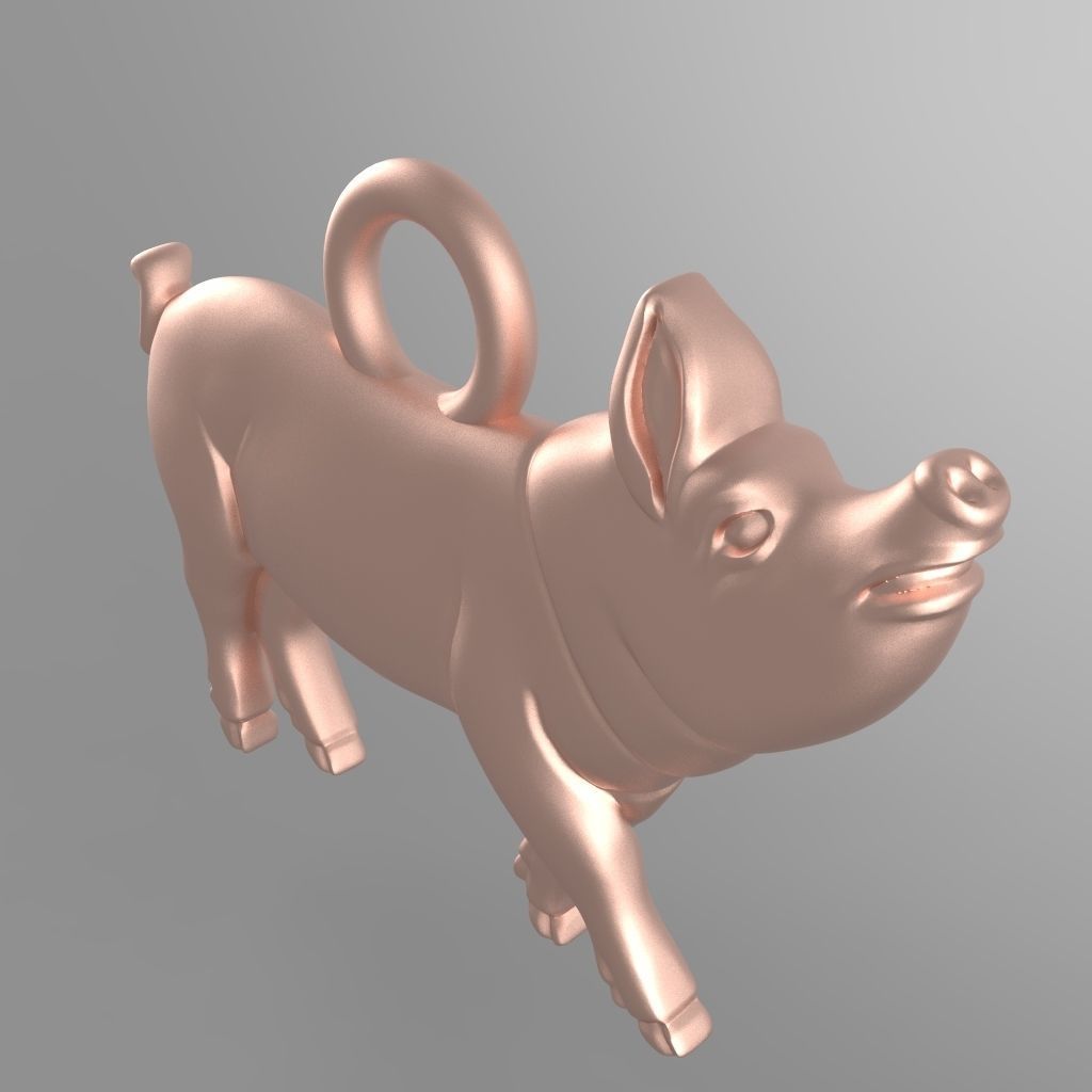 Pig pendant 3D print model_2