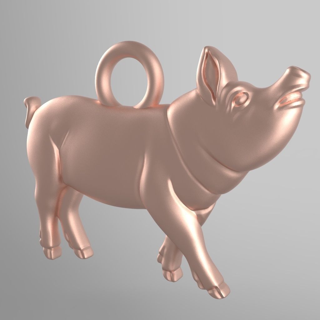Pig pendant 3D print model_4