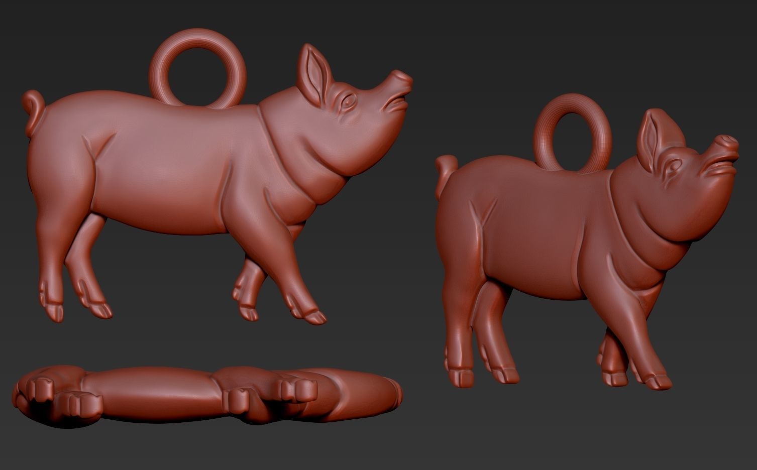 Pig pendant 3D print model_5
