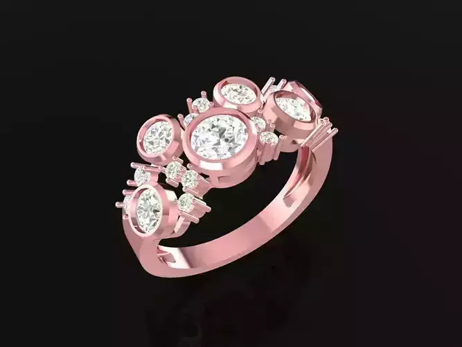 Luxury Cluster Diamond Gold Ring for Women 2339