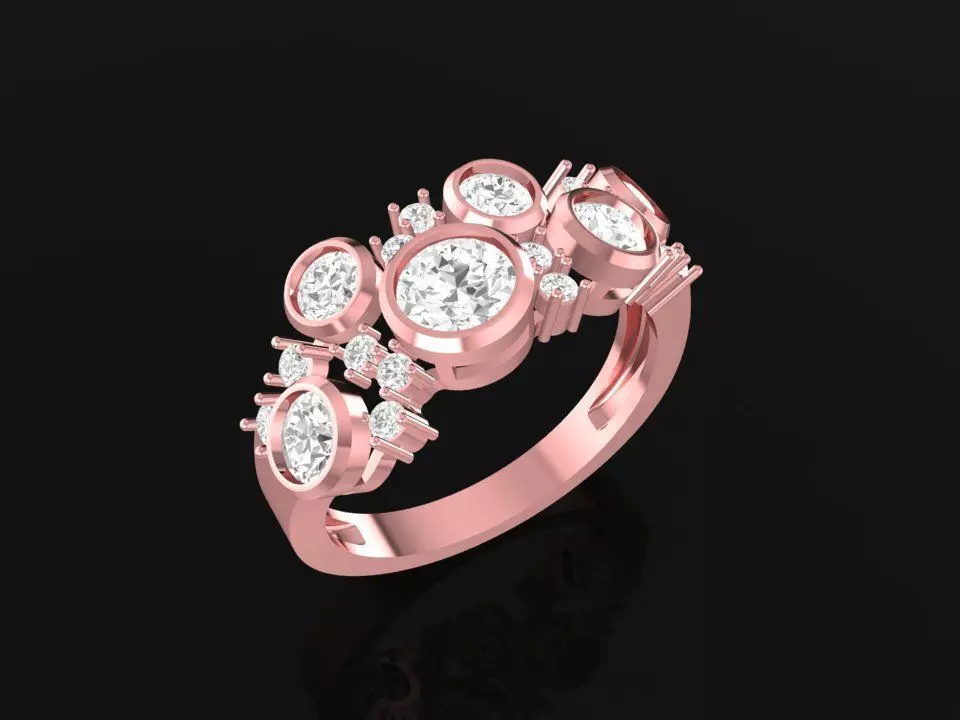 Luxury Cluster Diamond Gold Ring for Women 2339 3D print model