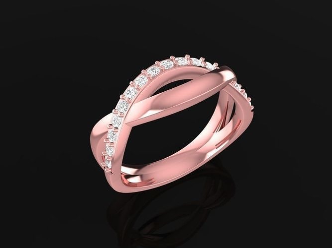 diamond rose gold fashion ring for women 2341 3D print model