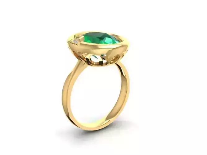 Round Solitaire Engagement Ring 3D Model 2342