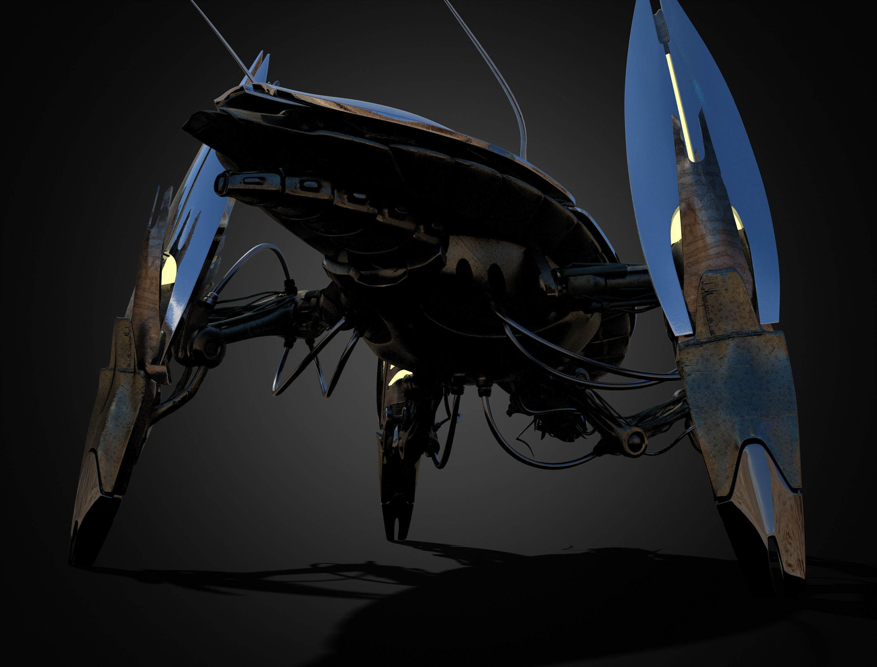 Animated Sci-Fi Quadruped Robot 3D model_7