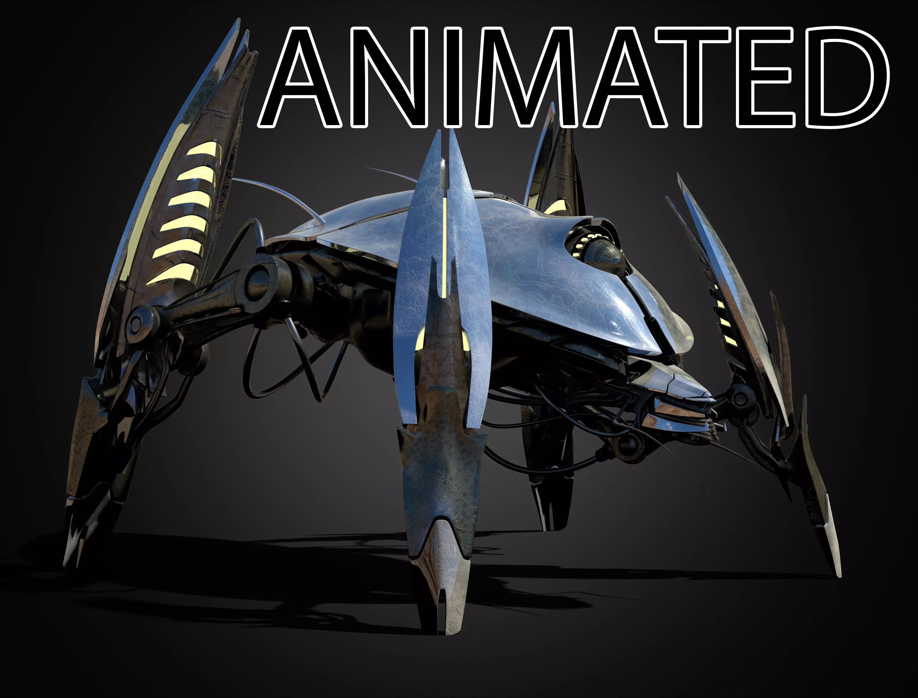 Animated Sci-Fi Quadruped Robot 3D model_0