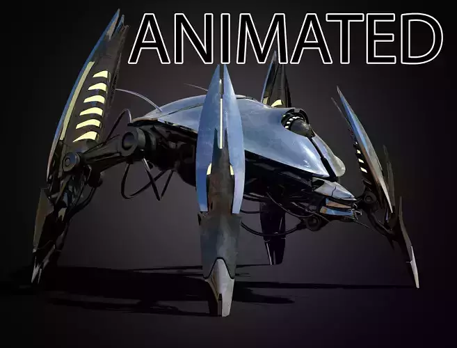 Animated Sci-Fi Quadruped Robot 3D model