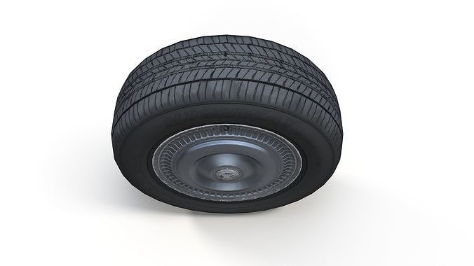 Classic sedan wheel PBR Low-poly 3D model 4
