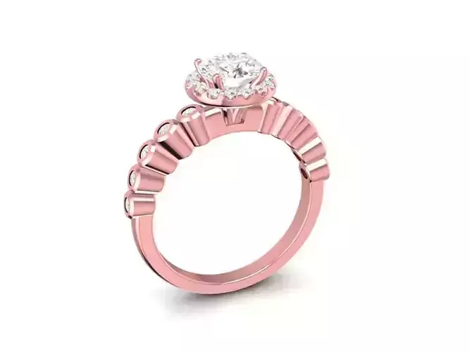 Elegant Halo Round Diamond Engagement Ring for Women 2346