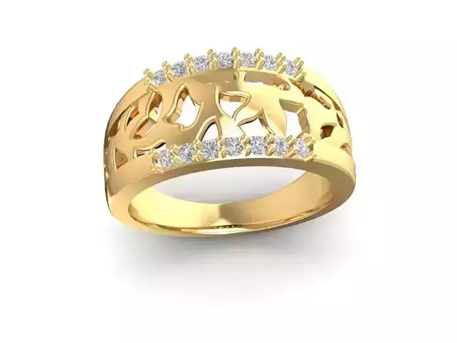 Wide Hollow Diamond Ring for Men Women 2348