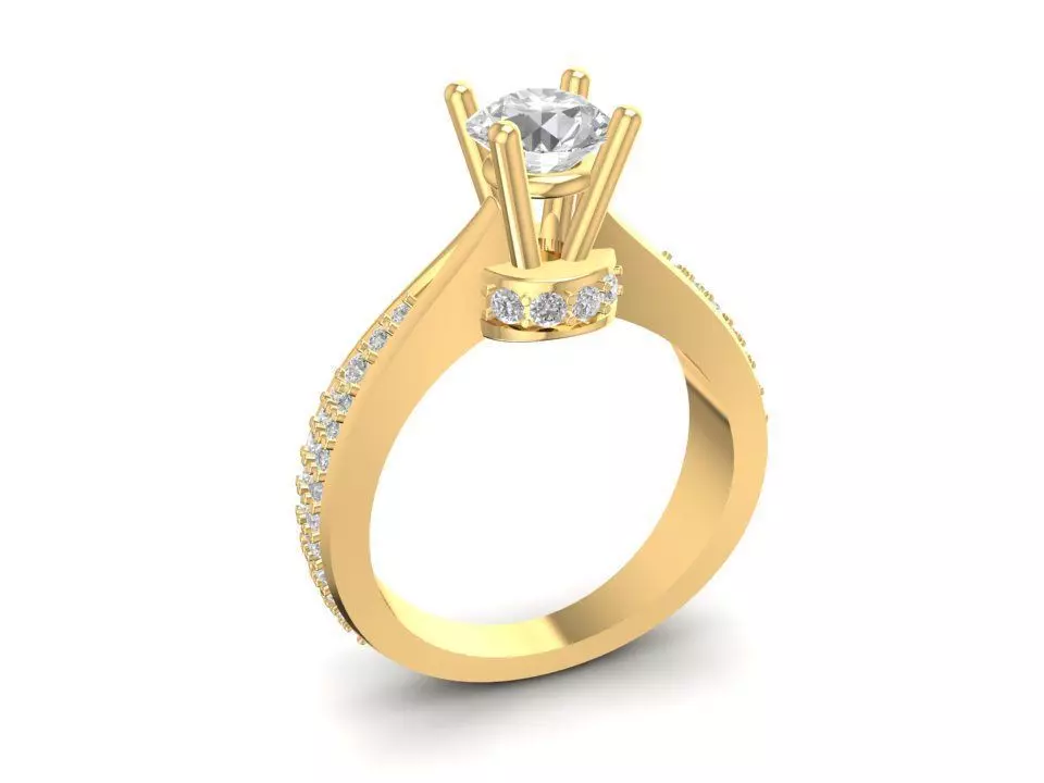 Diamond Solitaire Engagement Ring for Women 2351 3D print model