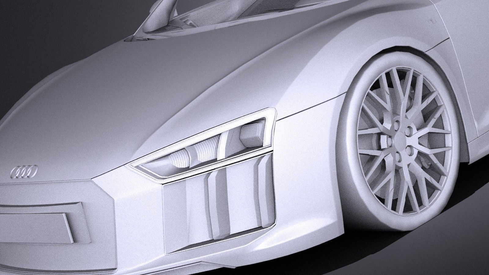 HQ LowPoly Audi R8 V10 Plus 2016 Low-poly 3D model_13