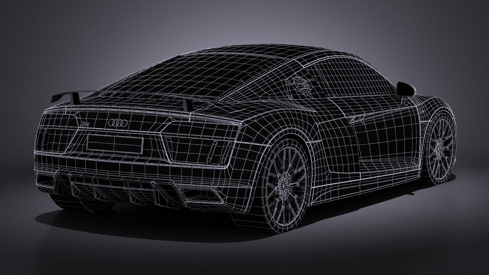 HQ LowPoly Audi R8 V10 Plus 2016 Low-poly 3D model_18