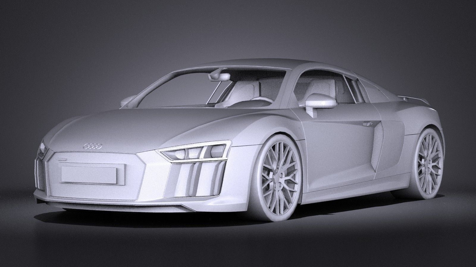 HQ LowPoly Audi R8 V10 Plus 2016 Low-poly 3D model_11