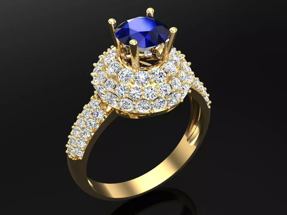 Diamond ring - Women ring - Center stone ring - N628 3D print model