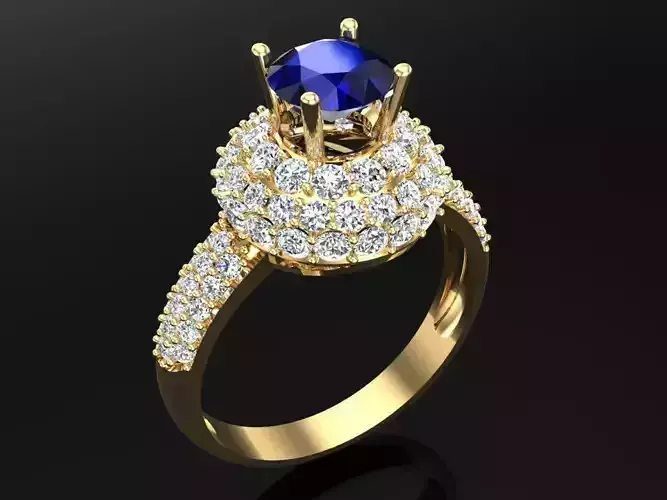 Diamond Rings - Womens Rings - three rows of stones -Curved face