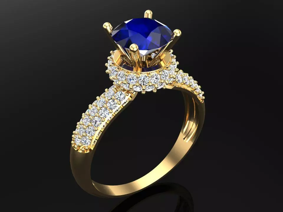 Diamond ring - Women ring - Center stone ring - N652 3D print model