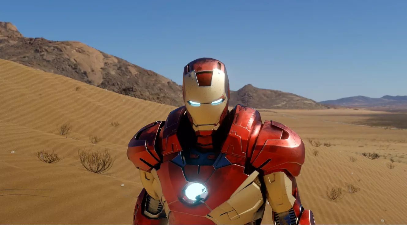 iron man in desert Free 3D model_0