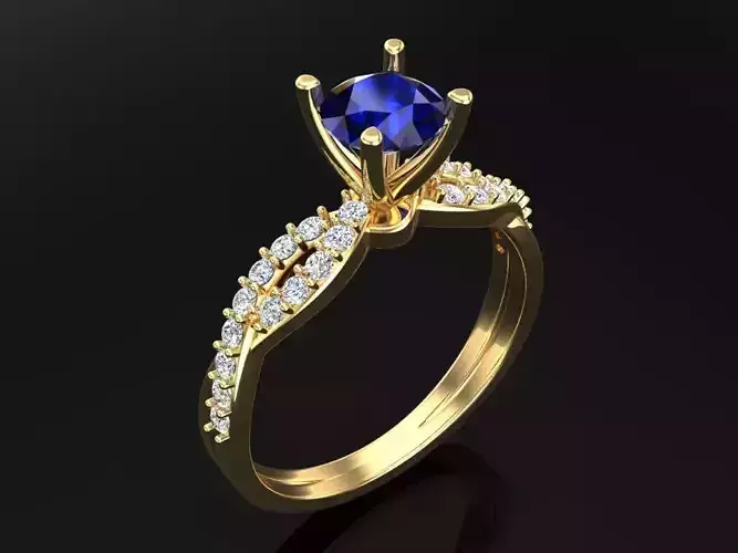 Diamond Rings - Rings with two rows of stones spiral -WomensRing