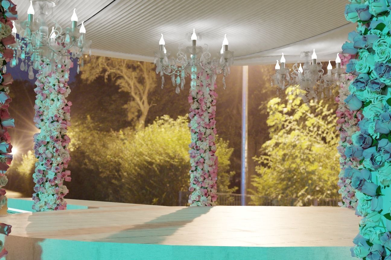 Classic outdoor wedding pergola  3D model_1