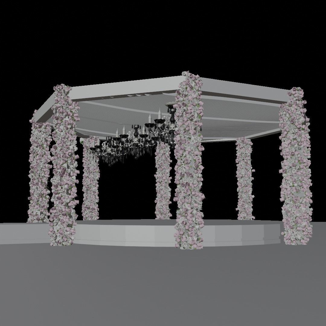 Classic outdoor wedding pergola  3D model_2
