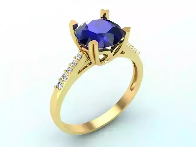 Diamond Rings - Ring of a row of stones -  Womens Rings