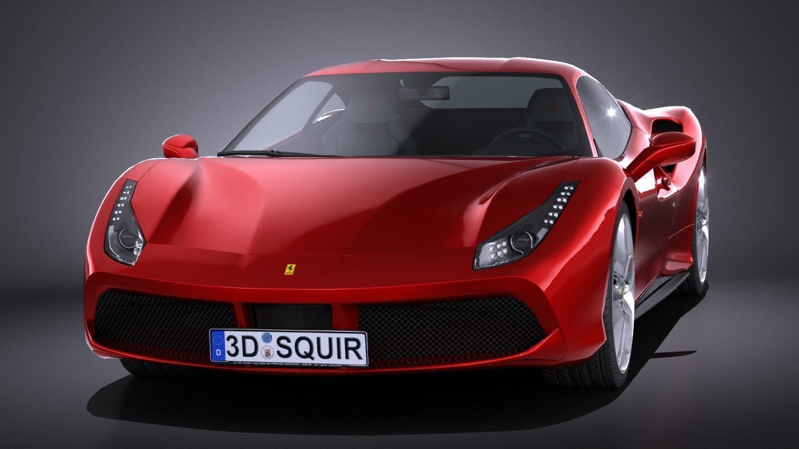 HQ LowPoly Ferrari 488 GTB 2016 Low-poly 3D model_1