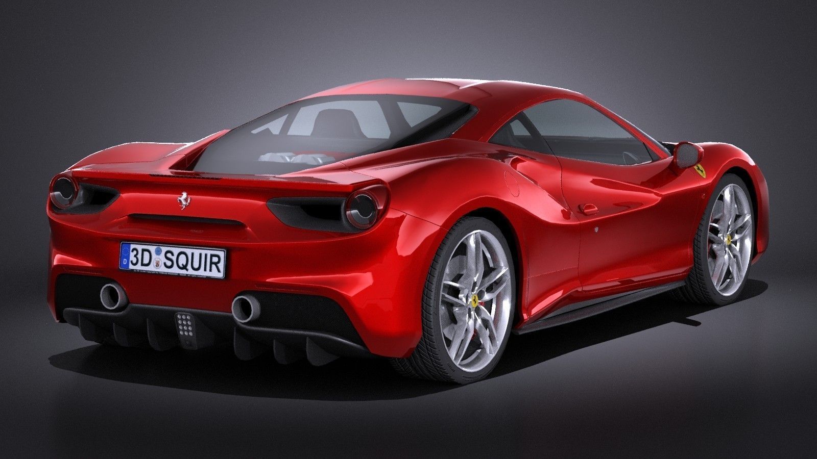 HQ LowPoly Ferrari 488 GTB 2016 Low-poly 3D model_4