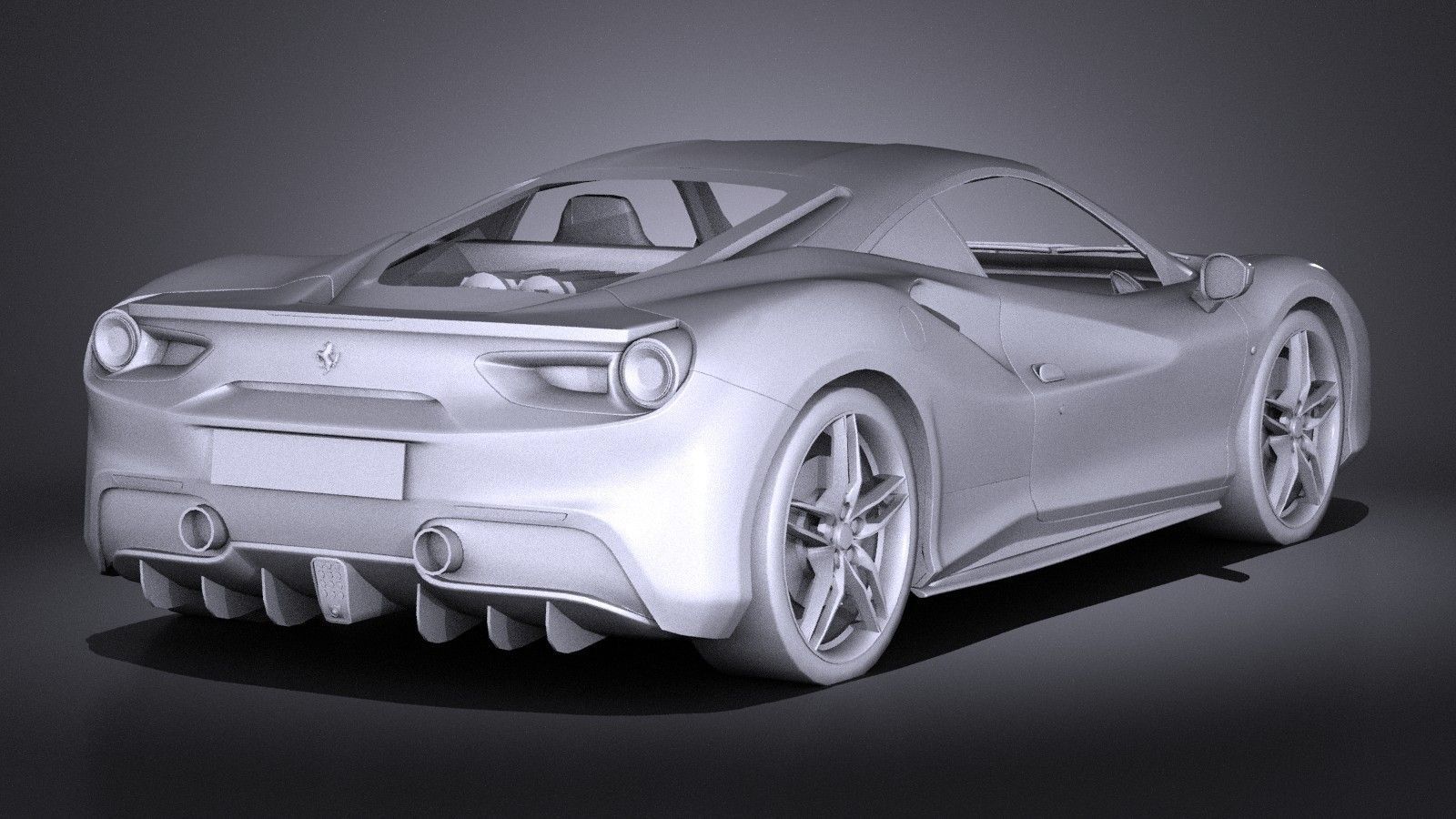 HQ LowPoly Ferrari 488 GTB 2016 Low-poly 3D model_13