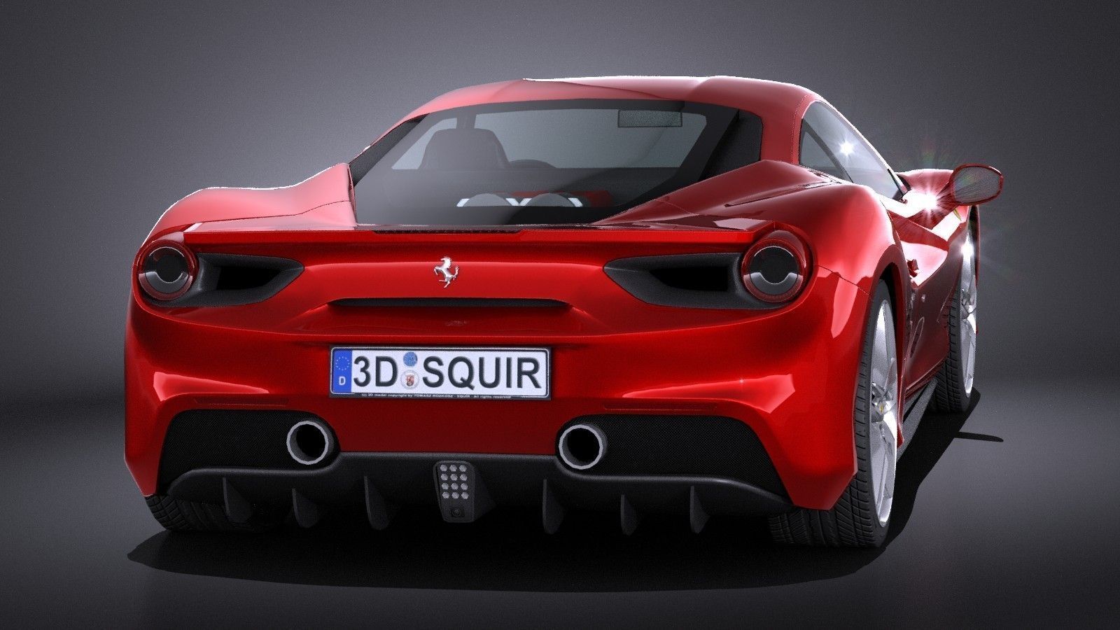 HQ LowPoly Ferrari 488 GTB 2016 Low-poly 3D model_5