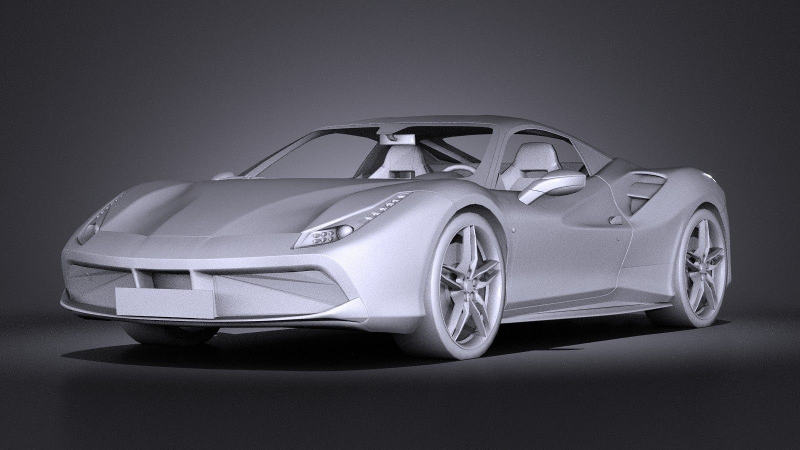 HQ LowPoly Ferrari 488 GTB 2016 Low-poly 3D model_10