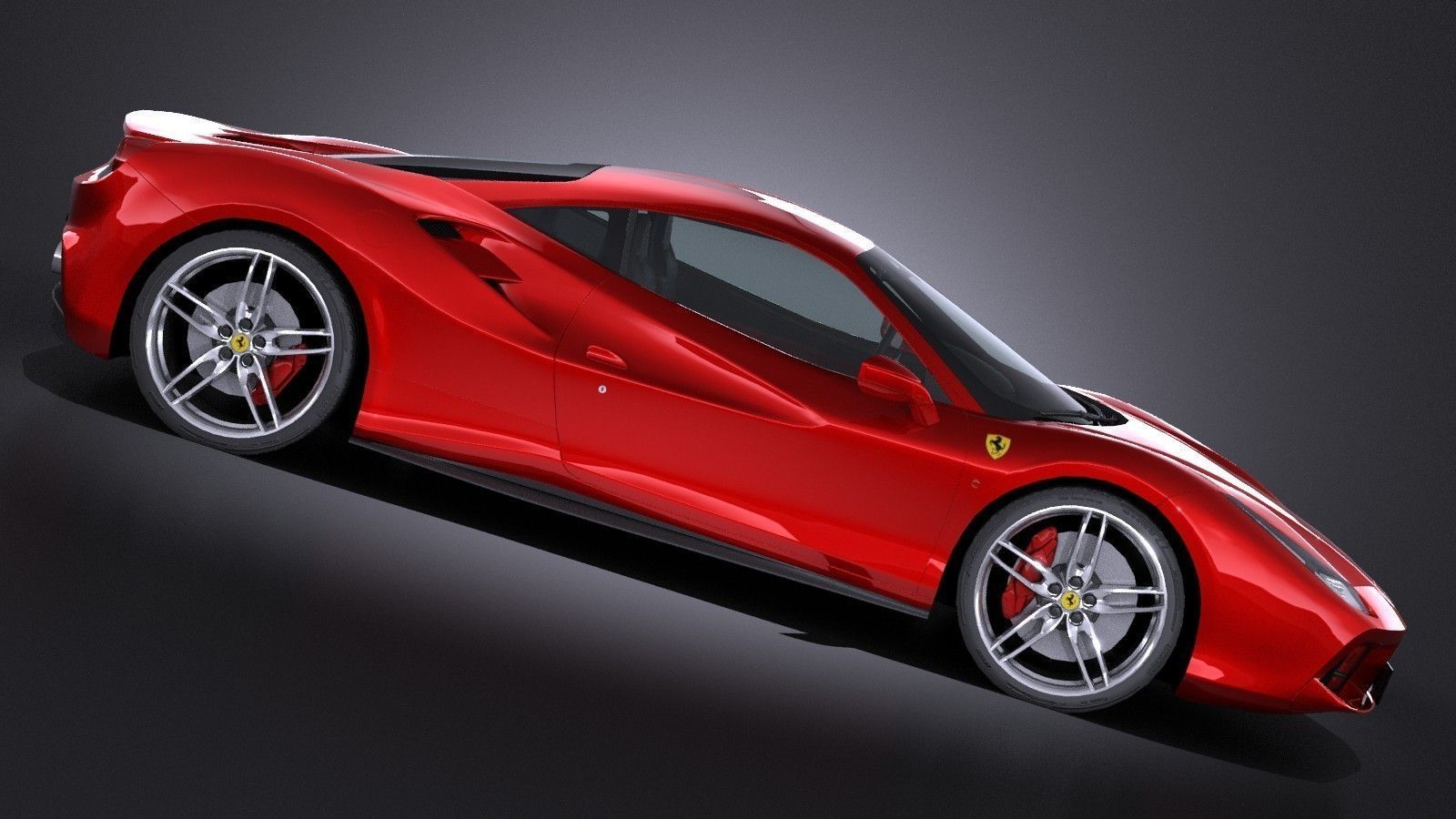 HQ LowPoly Ferrari 488 GTB 2016 Low-poly 3D model_6